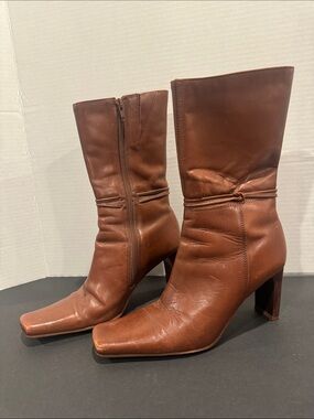 Women’s vintage y2k BP Brown Leather Mid-Calf Heel Boots